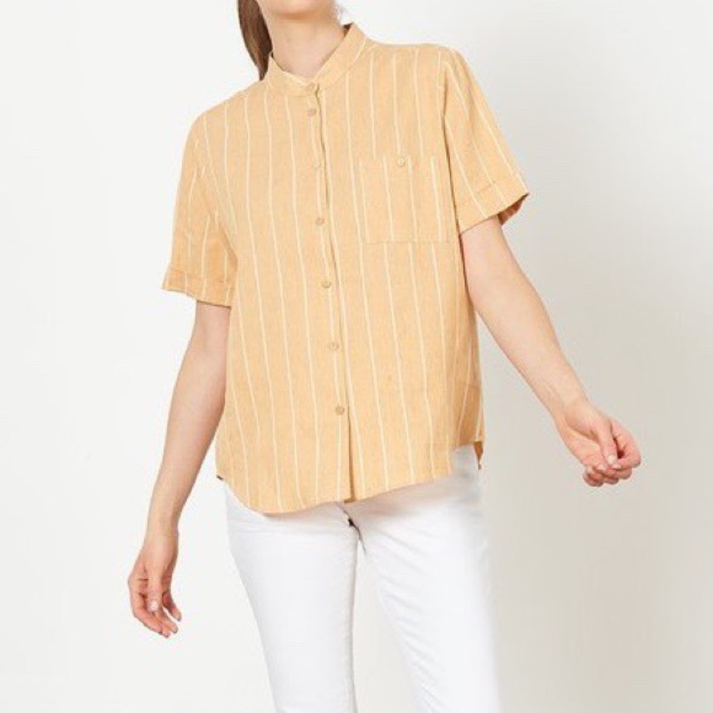 Sunad Gibson Shirt in Mustard&White Desert Stripe